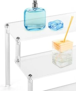QWORK 3-laags Acryl Displaystandaard, Transparant Acryl Display Riser Plank Voor Figuren, Sieraden, Cupcake, Lippenstift, Nagellak, Kruiden, 30x21x15cm -Cosmeticawinkel 1003x1200 2