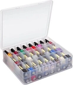 Nagellak Organizer - Koffer Met Vakverdeling - Ruimte Voor 48 Verschillende Nagellakpotjes - 35 X 30 Cm - Kunststof - Naaigarenopbergkoffer