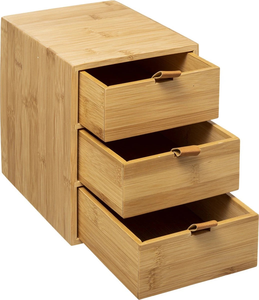 Five® Bamboe Bakjes Met 2 Lades - Hout - Duurzaam - 2 Lades (25 X 14,5 X 20) 5 Five® Bamboe Bakjes Met 2 Lades - Hout - Duurzaam - 2 Lades (25 X 14,5 X 20) - Afbeelding 3