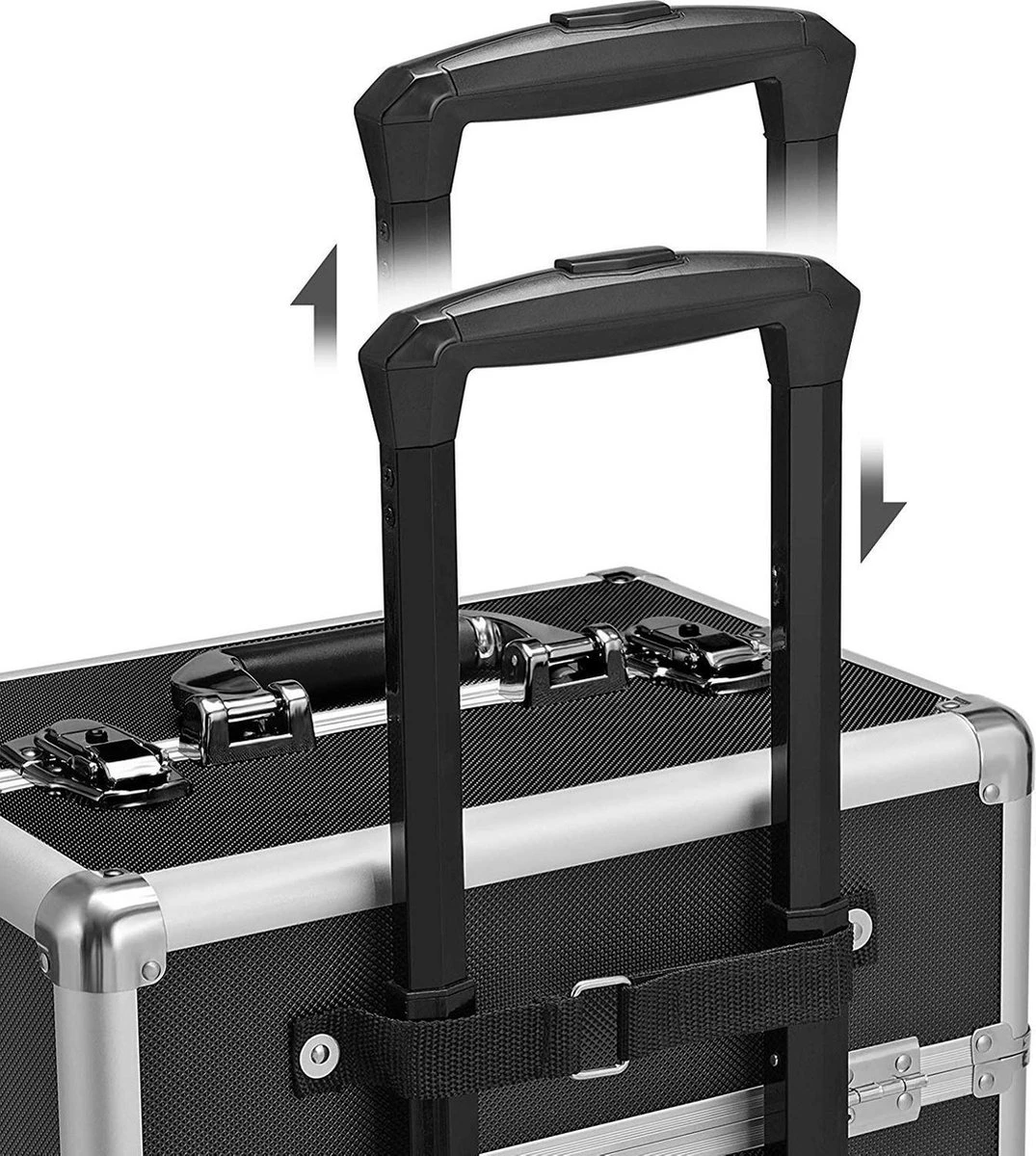 XXL PRO Visagie Beauty Case Koffer Trolley - Nagelkoffer Op Wielen Voor Makeup Of Cosmetica - Grote Uitklapbare Opbergsysteem Nagel Styliste Kapster - Zwart 9 XXL PRO Visagie Beauty Case Koffer Trolley - Nagelkoffer Op Wielen Voor Makeup Of Cosmetica - Grote Uitklapbare Opbergsysteem Nagel Styliste Kapster - Zwart - Afbeelding 7