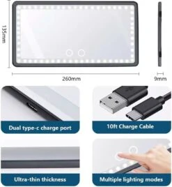 JO&RAE-Auto Zonneklep Make-up Spiegel Met Led Verlichting Wit-3 Kleurenmodus-Oplaadbare Auto Vanity Spiegel 7 JO&RAE-Auto Zonneklep Make-up Spiegel Met Led Verlichting Wit-3 Kleurenmodus-Oplaadbare Auto Vanity Spiegel -Cosmeticawinkel 1105x1200 2