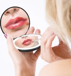 Led-verlichte Oplaadbare Compacte Make-up Spiegel Rond |1 X 2 X Vergroting | Make-upspiegel | Zakspiegel | Handspiegel | Reisspiegel | Dimbaar|als Cadeau | USB-lader | Rond | Zwart -Cosmeticawinkel 1118x1200 4