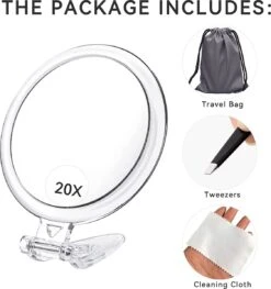 5 Inch, 20x Vergrotende Spiegel, Tweezijdige Spiegel, 20X/1x Vergroting, Opvouwbare Make-upspiegel Met Handheld/standaard, Gebruik Voor Make-up Toepassing, Pincet, En Mee-eter/smetverwijdering. (zilver) -Cosmeticawinkel 1125x1200 5