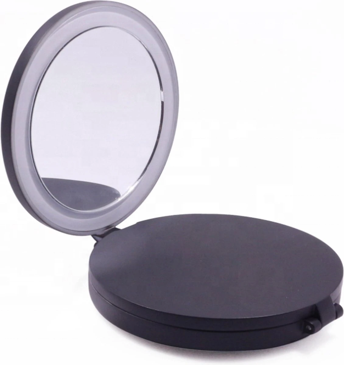 UNIQ Drievoudige Compacte Reisspiegel Met LED (vergroting 5x En 10x) - Make Up Spiegel Met Verlichting - Zwart 9 UNIQ Drievoudige Compacte Reisspiegel Met LED (vergroting 5x En 10x) - Make Up Spiegel Met Verlichting - Zwart - Afbeelding 7