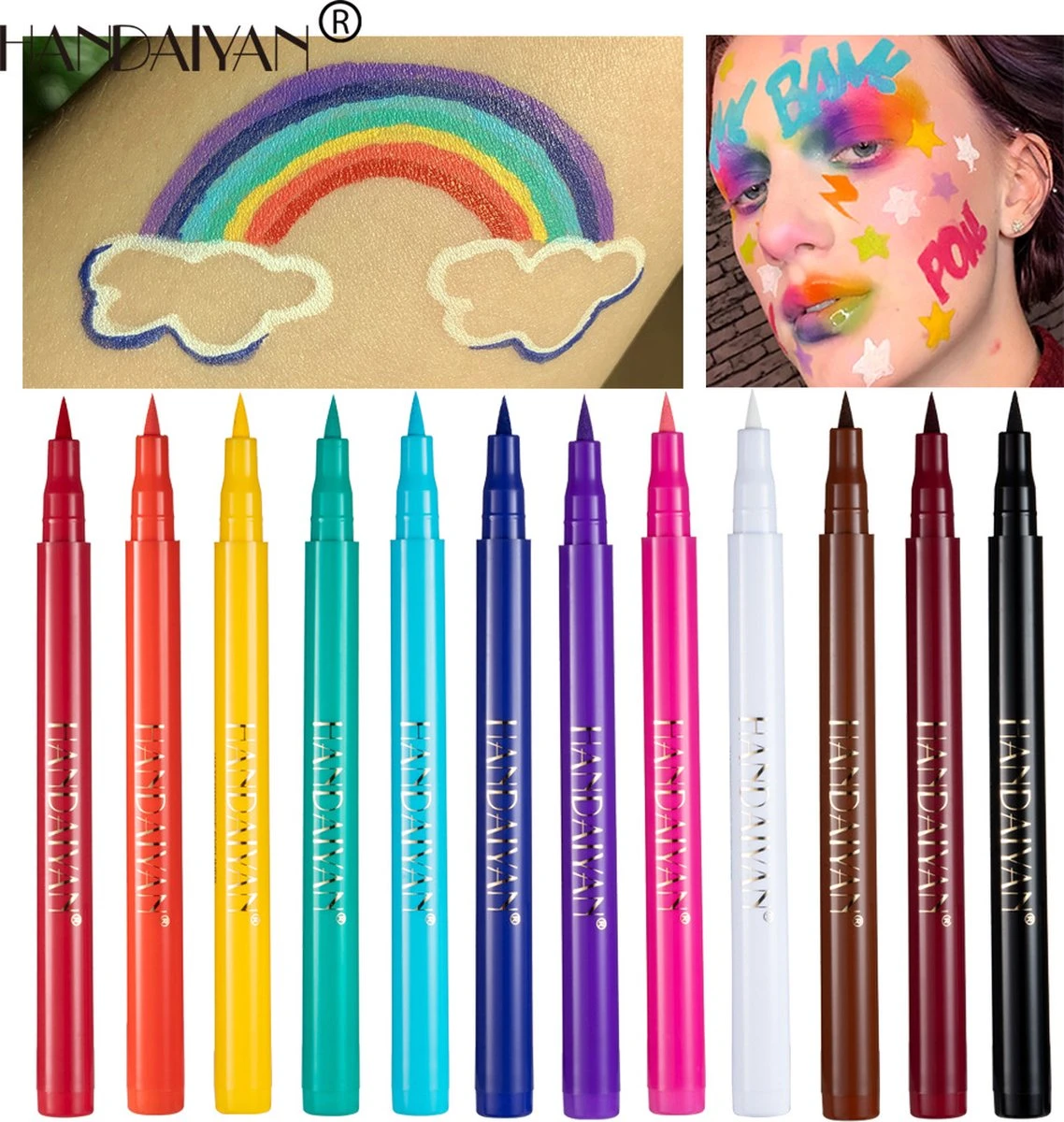 HANDAIYAN 12 Kleuren Mat Sneldrogend Niet Gemakkelijk Uit Te Vegen Kleur Eyeliner Set Make-up Show 4 HANDAIYAN 12 Kleuren Mat Sneldrogend Niet Gemakkelijk Uit Te Vegen Kleur Eyeliner Set Make-up Show - Afbeelding 2