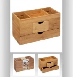 Sieraden/make-up Organizer Met 3 Vakken En 2 Lades 24 X 14,5 Cm Van Bamboe - Sieradenkastje - Make-upkastje - Organizers -Cosmeticawinkel 1144x1200 2
