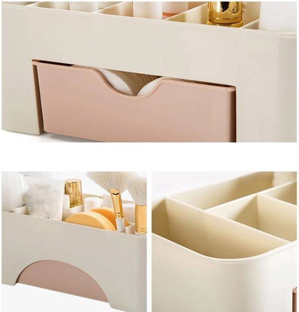 Make-Up Organizer Met Lade – Roze – Geschikt Voor Kwasten, Make-Up Producten & Wattenschijfjes 4 Make-Up Organizer Met Lade – Roze – Geschikt Voor Kwasten, Make-Up Producten & Wattenschijfjes - Afbeelding 2
