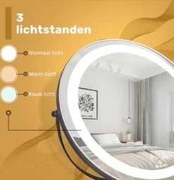 Great's® Make Up Spiegel Met LED Verlichting - ⌀ 40cm - Visagie Spiegel Rond - Extra Close Up Spiegeltje 10x - Zwart -Cosmeticawinkel 1157x1200 4