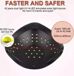 UV Nagel Lamp 168 Watt + 5 Gratis Vijlen - BellaLine - UV Led Nagellamp – Gel Nagel – Nagellak UV – Nageldroger – Salon – Sensor – Gellac - Acryl - Gelnagels – 42 Power Led – Professioneel – Krachtig – Manicure – Extra Lang Snoer - Pink - Pedicure -Cosmeticawinkel 1167x1200 6