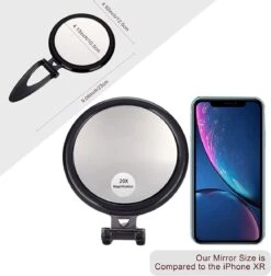 5 Inch, 20X Vergrootspiegel, Tweezijdige Spiegel, 20X/1X Vergroting, Opvouwbare Make-upspiegel Met Handheld/standaard, Gebruik Voor Make-up Toepassing, Pincet En Mee-eter/onzuiverheid Verwijdering -Cosmeticawinkel 1174x1200 8