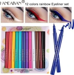 HANDAIYAN 12 Kleuren Mat Sneldrogend Niet Gemakkelijk Uit Te Vegen Kleur Eyeliner Set Make-up Show
