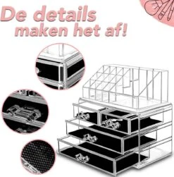 AWEMOZ Make-Up Organizer - Beauty Organizer Voor Make Up - Opbergbox - Opbergdoos Cosmetica - Sieradendoos - 20 Opbergvakken - Nagellak - Lippenstift - Transparant - Cadeau Voor Vrouw -Cosmeticawinkel 1180x1200 10