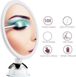 Merkloos Make-Up Spiegel Met Led Verlichting En Zuignap - 360° Verstelbaar 10x Vergroot -Cosmeticawinkel 1184x1200 9