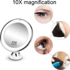 Merkloos Make-Up Spiegel Met Led Verlichting En Zuignap - 360° Verstelbaar 10x Vergroot -Cosmeticawinkel 1198x1200 43