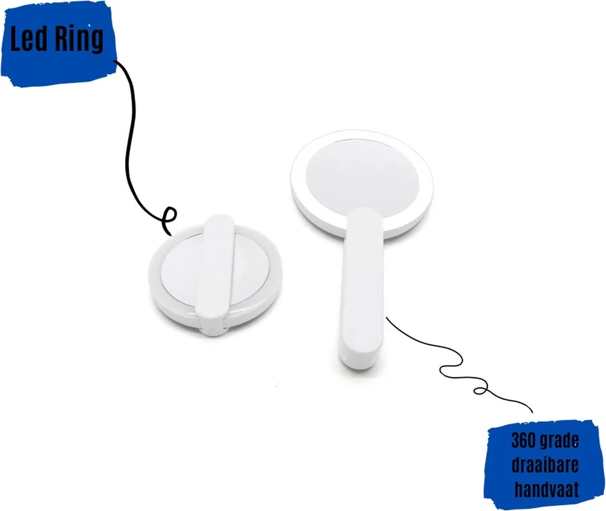 Merkloos Make Up Spiegel Met Led Verlichting - Verzorging Spiegel - Luxe Handspiegel - Zakspiegel - Sterke Handvat -Wit 4 Merkloos Make Up Spiegel Met Led Verlichting - Verzorging Spiegel - Luxe Handspiegel - Zakspiegel - Sterke Handvat -Wit - Afbeelding 2