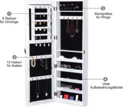 HOMCOM 2-in-1 Sieradenkast Wandspiegel Spiegelkast Sieraden Ladekast Spiegel 833-102WT 18 HOMCOM 2-in-1 Sieradenkast Wandspiegel Spiegelkast Sieraden Ladekast Spiegel 833-102WT -Cosmeticawinkel 1200x1049 3