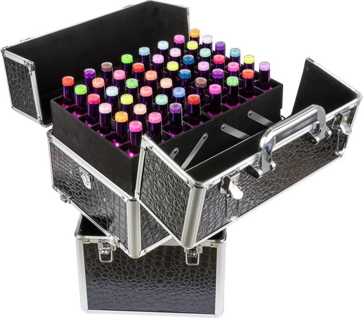 Cosmetica Of Nagel Koffer XL Zwart Glad 7 Cosmetica Of Nagel Koffer XL Zwart Glad - Afbeelding 5