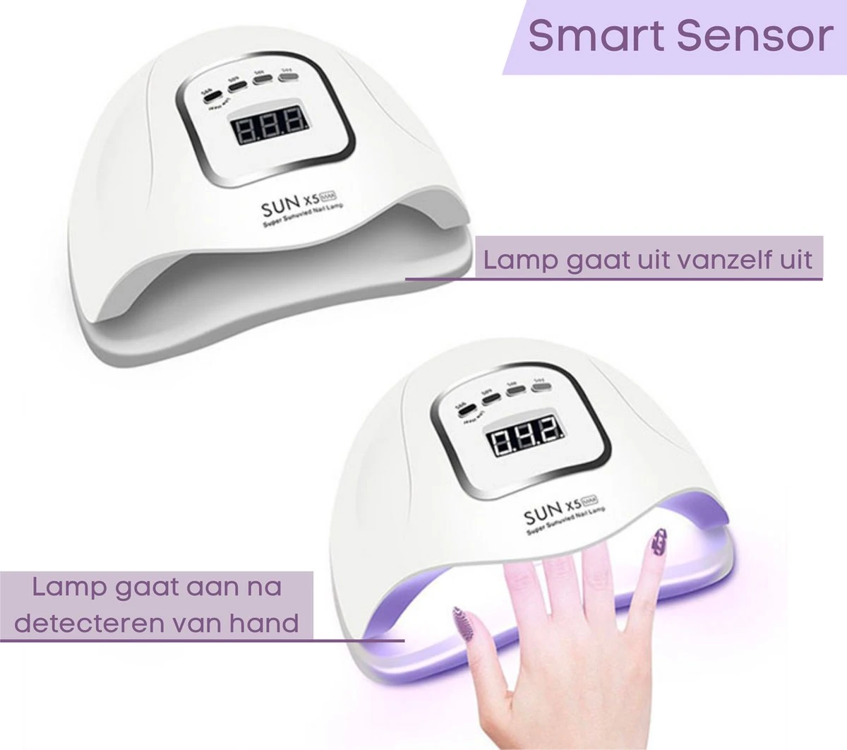 Merkloos Daniqqi - 80 Watt UV LED Lamp Nagels - 45 Leds Nagellamp - Wit 5 Merkloos Daniqqi - 80 Watt UV LED Lamp Nagels - 45 Leds Nagellamp - Wit - Afbeelding 3