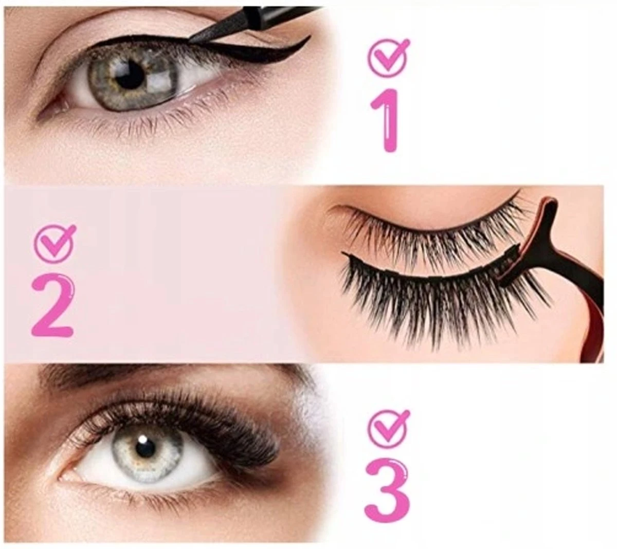 Magnetische Wimpers - Eyeliner & Pincet - Wimper Extension - 3 Paar Nepwimpers - Lashes Set - Rheme 13 Magnetische Wimpers - Eyeliner & Pincet - Wimper Extension - 3 Paar Nepwimpers - Lashes Set - Rheme - Afbeelding 11