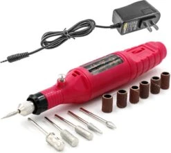 Royala - Manicure & Pedicure Set Elektrische Nagelvijl Nagelfrees - Nail Drill - Geschikt Voor Natuurlijke Nagels - Nepnagels - Gellak - Gelnagels - Acrylnagels - 6 Opzetstukken - Rood