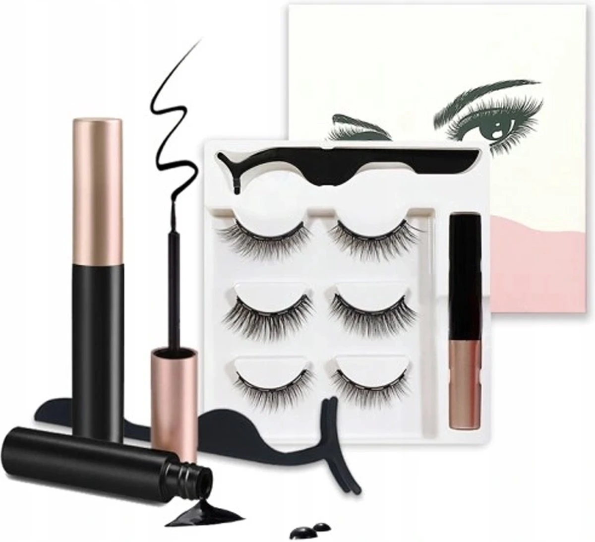 Magnetische Wimpers - Eyeliner & Pincet - Wimper Extension - 3 Paar Nepwimpers - Lashes Set - Rheme 10 Magnetische Wimpers - Eyeliner & Pincet - Wimper Extension - 3 Paar Nepwimpers - Lashes Set - Rheme - Afbeelding 8