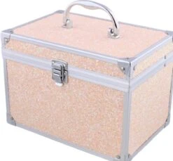 Merkloos Beauty Vanity Case - Make Up Koffer - Roze Met Glitters - Met Spiegel En Extra Opbergvak -Cosmeticawinkel 1200x1112 8