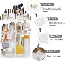 AMEITECH Make-uporganizer, Verstelbaar 360 Roterende Cosmetische Opslagcarrousel Draaiende Houder Opbergrek Met 5 Lagen Grote Capaciteit, Geweldig Voor Aanrecht Ijdelheid, Vierkant -Cosmeticawinkel 1200x1129 6