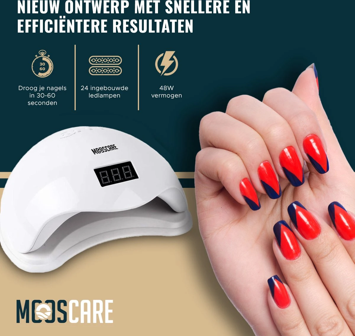 MOOSCARE 48 Watt LED Lamp Voor Gellak Nagels - UV Lamp Gelnagels - Nail Art Nagellamp - Gel Nagellak Nageldroger 4 MOOSCARE 48 Watt LED Lamp Voor Gellak Nagels - UV Lamp Gelnagels - Nail Art Nagellamp - Gel Nagellak Nageldroger - Afbeelding 2