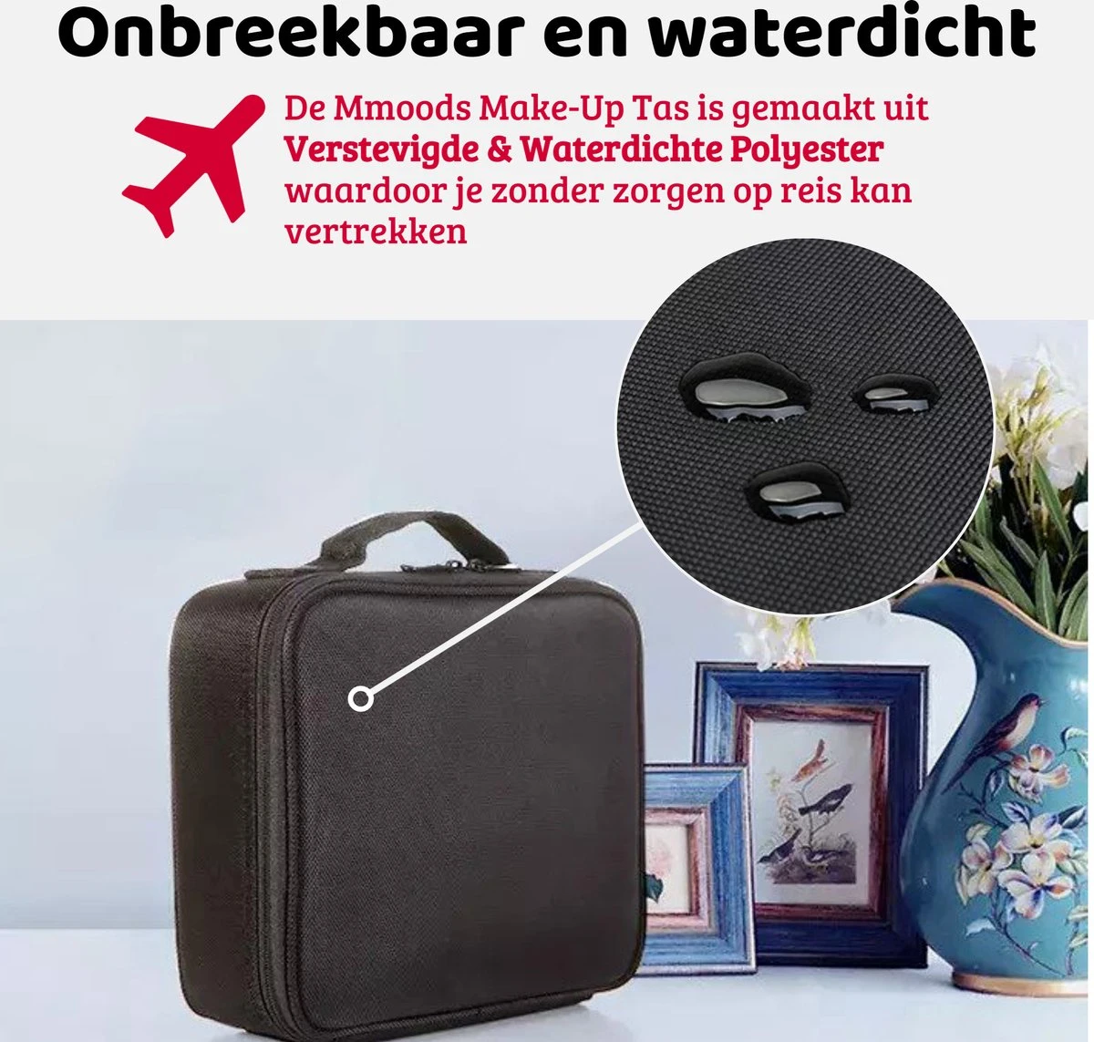 Mmoods Make-up Koffer – Make Up Tas Reizen – Makeup Organizer Verstelbaar -Beautycase Waterdicht – Make-up Tasje Voor Onderweg – Toilettas Voor Cosmetica Zwart 4 Mmoods Make-up Koffer – Make Up Tas Reizen – Makeup Organizer Verstelbaar -Beautycase Waterdicht – Make-up Tasje Voor Onderweg – Toilettas Voor Cosmetica Zwart - Afbeelding 2