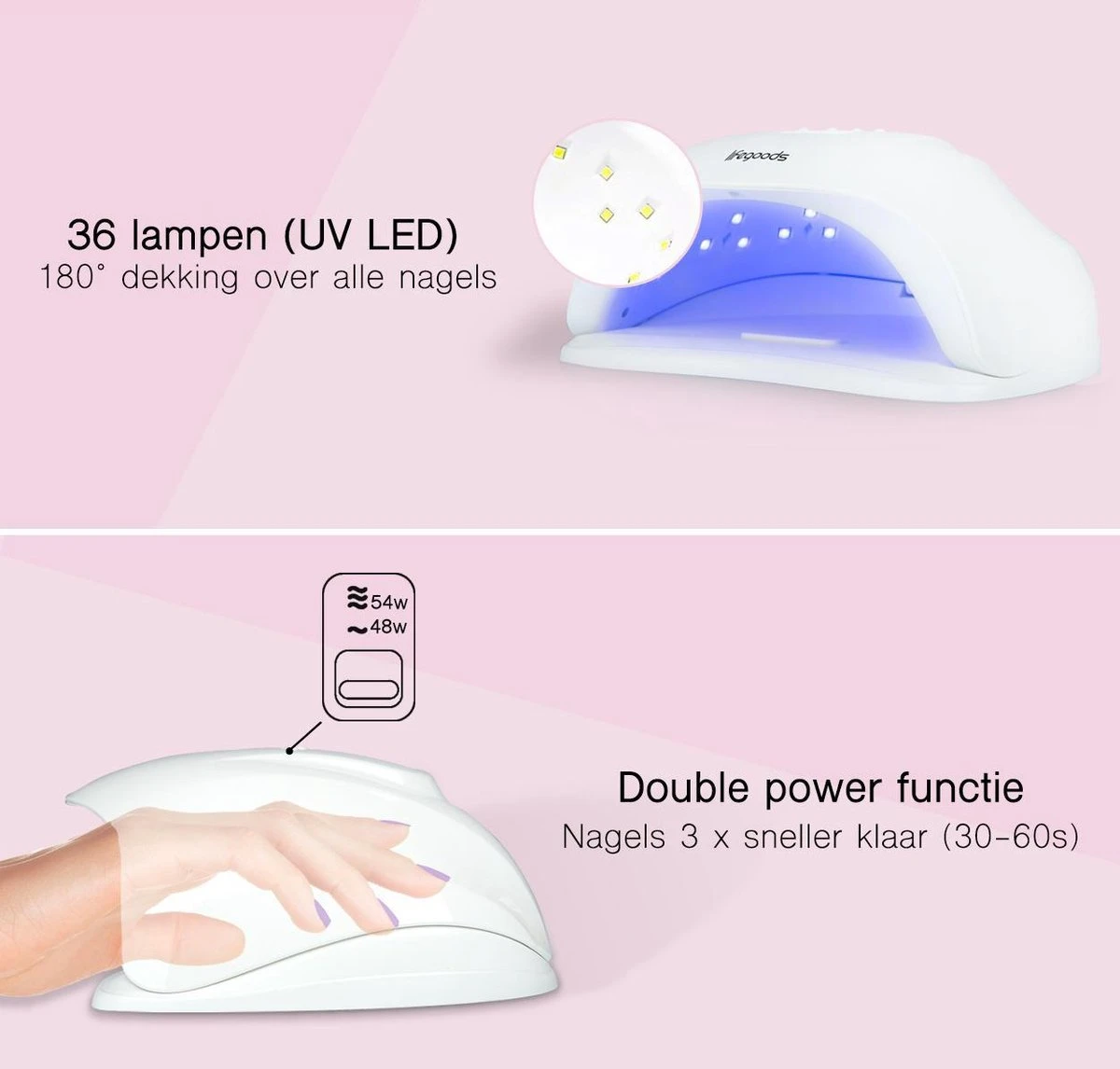 LifeGoods Nageldroger - Voor Gelnagels - 36 LED's - 54W 5 LifeGoods Nageldroger - Voor Gelnagels - 36 LED's - 54W - Afbeelding 3
