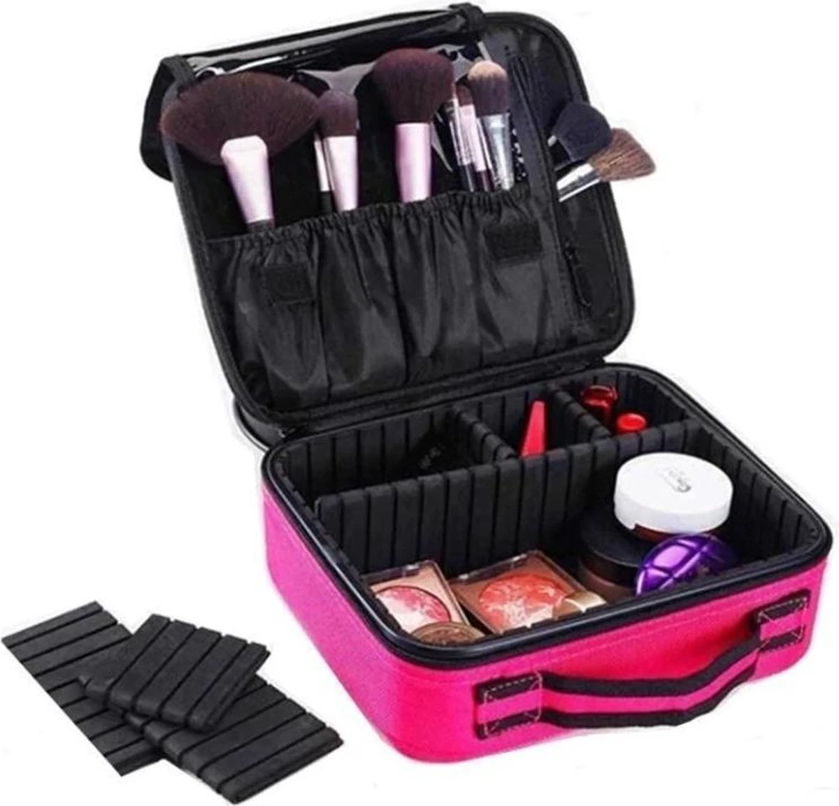 Cosmetica Koffer - Make-up Koffer Met Verstelbare Vakken - Visagie En Nagelstyliste Beauty Koffer - 26x23x9CM - Roze 14 Cosmetica Koffer - Make-up Koffer Met Verstelbare Vakken - Visagie En Nagelstyliste Beauty Koffer - 26x23x9CM - Roze - Afbeelding 12