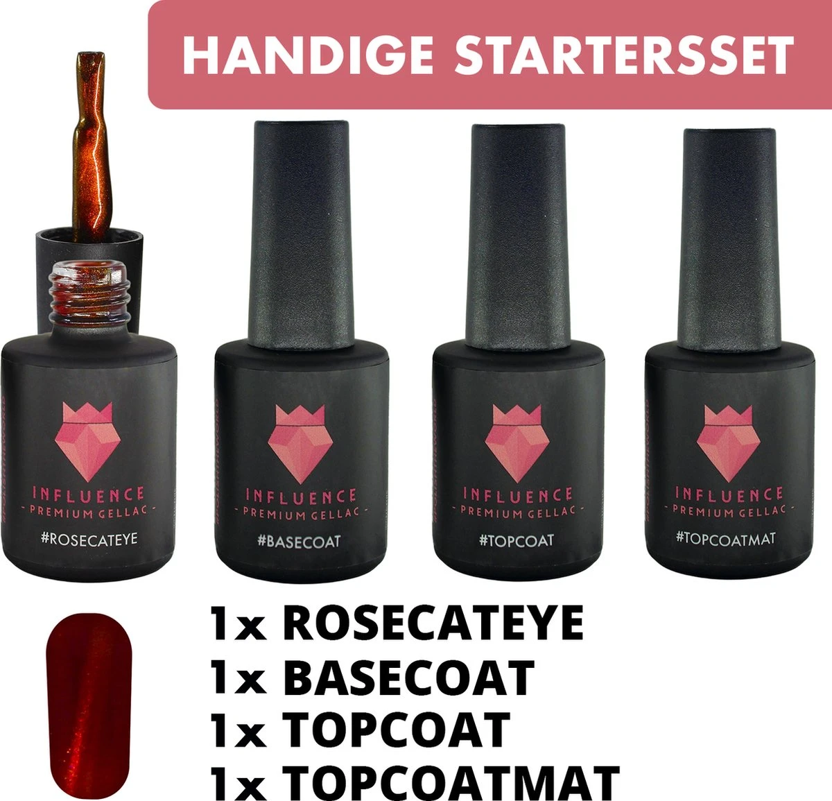 #ROSECATEYESERIE - Influence Gellac - Gellak - Gellak Paars UV - UV Gellak - Gel Nagellak - Basecoat - Topcoat - Topcoatmat - No Wipe - Startersset - Kado Vrouw - Valentijns Cadeau - Kado Voor Haar - 4 X 10 Ml - Magneet 3 #ROSECATEYESERIE - Influence Gellac - Gellak - Gellak Paars UV - UV Gellak - Gel Nagellak - Basecoat - Topcoat - Topcoatmat - No Wipe - Startersset - Kado Vrouw - Valentijns Cadeau - Kado Voor Haar - 4 X 10 Ml - Magneet