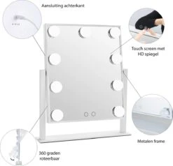LYVION Hollywood Spiegel Met LED Verlichting - Make-upspiegel - Wit 7 LYVION Hollywood Spiegel Met LED Verlichting - Make-upspiegel - Wit -Cosmeticawinkel 1200x1157 8