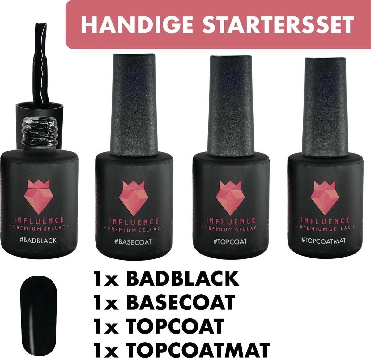 #BADBLACKSERIE - Influence Gellac - Zwarte Gellak - Gellak Zwart UV - UV Gellak - Gel Nagellak - Basecoat - Topcoat - Topcoatmat - No Wipe - Startersset - Kado Vrouw - Valentijns Cadeau - Kado Voor Haar - 4 X 10 Ml 3 #BADBLACKSERIE - Influence Gellac - Zwarte Gellak - Gellak Zwart UV - UV Gellak - Gel Nagellak - Basecoat - Topcoat - Topcoatmat - No Wipe - Startersset - Kado Vrouw - Valentijns Cadeau - Kado Voor Haar - 4 X 10 Ml