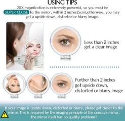 5 Inch, 20X Vergrootspiegel, Tweezijdige Spiegel, 20X/1X Vergroting, Opvouwbare Make-upspiegel Met Handheld/standaard, Gebruik Voor Make-up Toepassing, Pincet En Mee-eter/onzuiverheid Verwijdering -Cosmeticawinkel 1200x1160 3