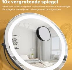 Great's® Make Up Spiegel Met LED Verlichting - ⌀ 40cm - Visagie Spiegel Rond - Extra Close Up Spiegeltje 10x - Zwart -Cosmeticawinkel 1200x1162 4