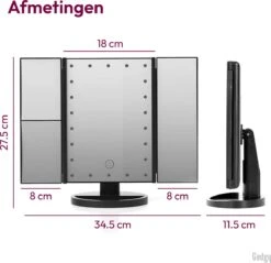 Gadgy Make Up Spiegel – Spiegel Verlichting – Moederdag Cadeautje - Cosmetica Spiegel - Scheerspiegel - Staand Met 2 Vergrootspiegels - Op Batterijen Of USB (kabel Incl) -Cosmeticawinkel 1200x1162 5