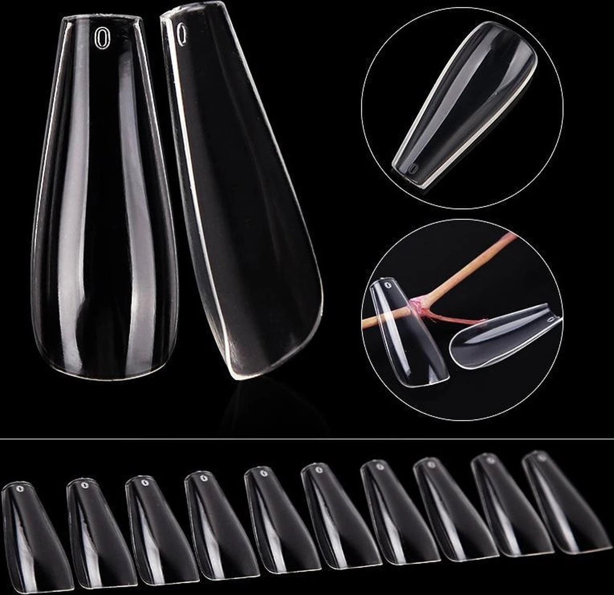 Royala Nageltips Ballerina In Bewaar-assortiments Doos 100 Stuks 10 Maten 5 Royala Nageltips Ballerina In Bewaar-assortiments Doos 100 Stuks 10 Maten - Afbeelding 3