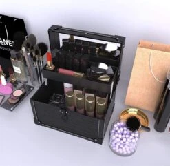 Make Up Koffer- Make Up Organizer- Beautycase -zwart -Make-upkoffer- Multifunctionele Koffer- Make-upkoffer- Sieradenkoffer- Kapperskoffer- Afneembare Schouderriem- Klassieke Zwarte Beautycase -Cosmeticawinkel 1200x1171 6