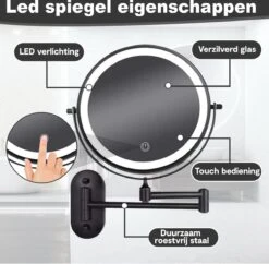 Make Up - Spiegel - Led Verlichting - 10X Vergroting - 3 Lichtstanden - Wandspiegel Rond - Badkamer - Mat Zwart - Draadloos -Cosmeticawinkel 1200x1178 4