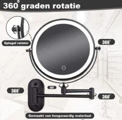 Make Up - Spiegel - Led Verlichting - 10X Vergroting - 3 Lichtstanden - Wandspiegel Rond - Badkamer - Mat Zwart - Draadloos -Cosmeticawinkel 1200x1180 9