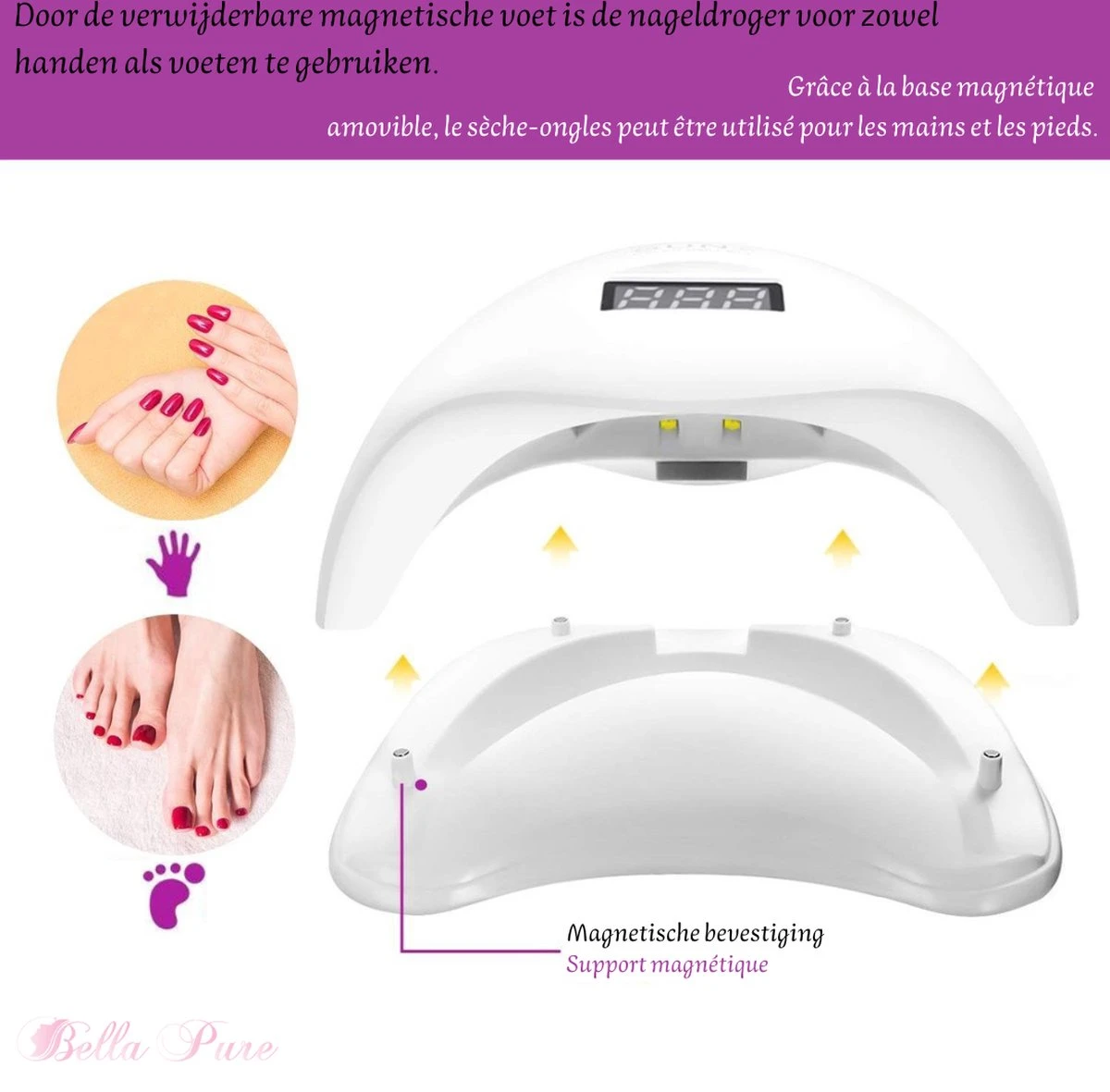 Bella Pure 48W Nageldroger - Vinger- En Teennagels - Bewegingssensor En Timer - 24 LED's 8 Bella Pure 48W Nageldroger - Vinger- En Teennagels - Bewegingssensor En Timer - 24 LED's - Afbeelding 6