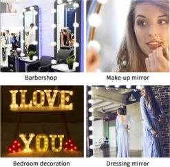 BOTC Hollywood Spiegellampen - 10 Led Spiegellampen Met 3 Lichtmodi En 10 Dimfunctie Voor Make-upspiegel - LUB90101 17 BOTC Hollywood Spiegellampen - 10 Led Spiegellampen Met 3 Lichtmodi En 10 Dimfunctie Voor Make-upspiegel - LUB90101 -Cosmeticawinkel 1200x1182 3