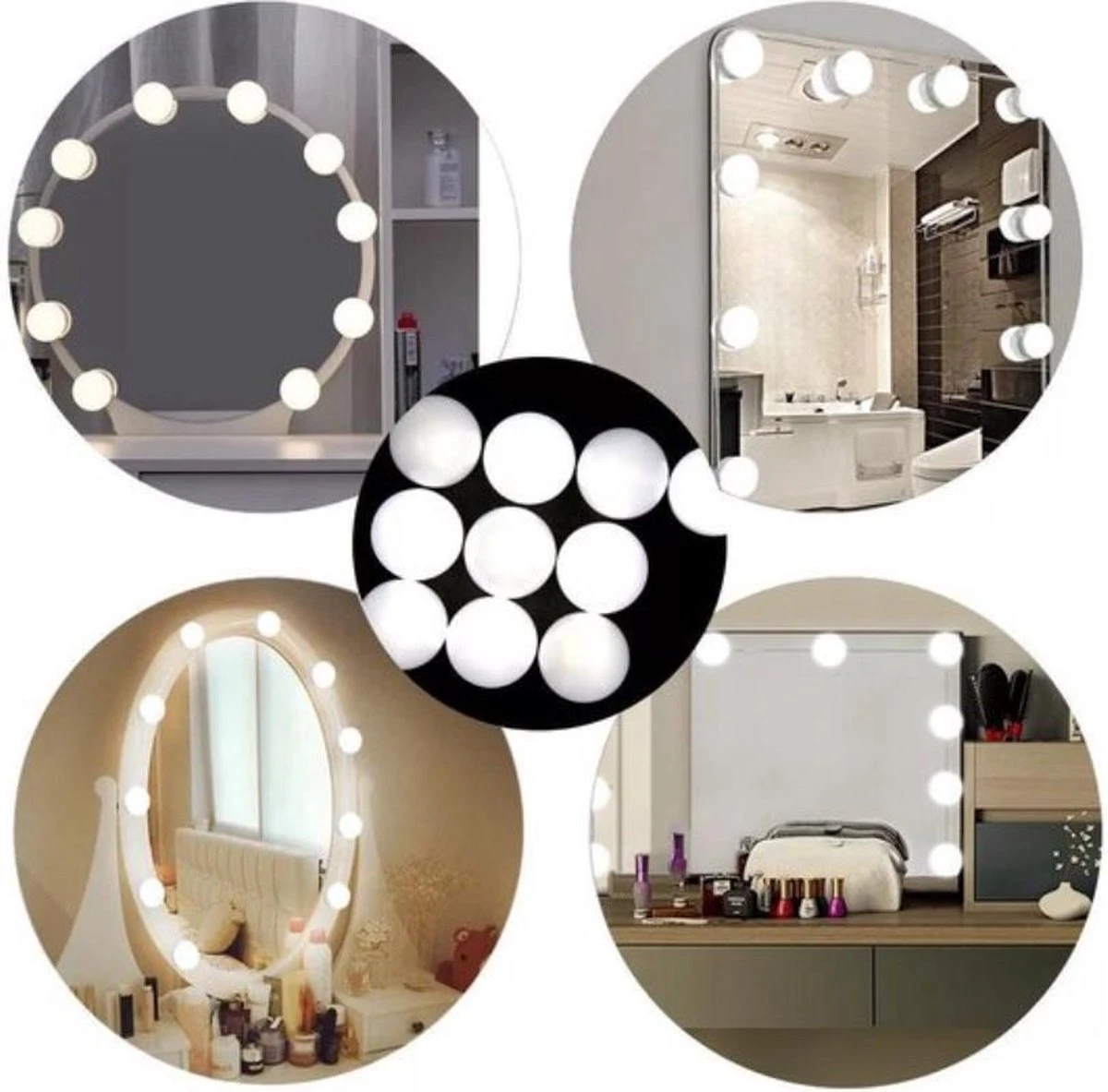 Jumalu Hollywood Spiegellampen – Spiegelverlichting Met 10 LED Lampen – Dimbare Make Up Spiegel Lamp – 4 Meter Kabel 6 Jumalu Hollywood Spiegellampen – Spiegelverlichting Met 10 LED Lampen – Dimbare Make Up Spiegel Lamp – 4 Meter Kabel - Afbeelding 4