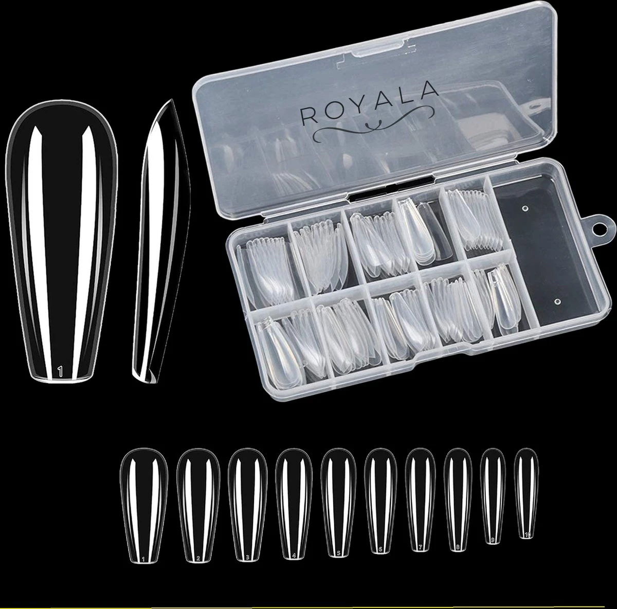 Royala Nageltips Ballerina In Bewaar-assortiments Doos 100 Stuks 10 Maten 3 Royala Nageltips Ballerina In Bewaar-assortiments Doos 100 Stuks 10 Maten