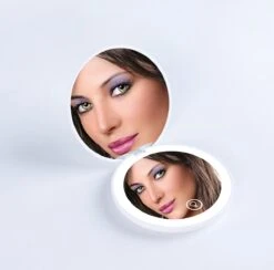 Led-verlichte Oplaadbare Compacte Make-up Spiegel Rond |1 X 2 X Vergroting | Make-upspiegel | Zakspiegel | Handspiegel | Reisspiegel | Dimbaar|als Cadeau | USB-lader | Rond | Zwart -Cosmeticawinkel 1200x1186 4