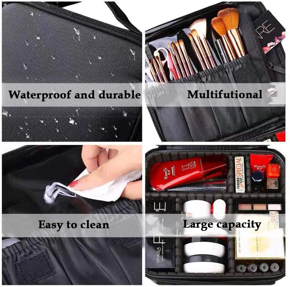 Merkloos Make-up Koffer - Cosmetica - Visagie Opbergtas - Beauty Organizer Met Verstelbare Vakken - 34x23x8CM - Zwart 4 Merkloos Make-up Koffer - Cosmetica - Visagie Opbergtas - Beauty Organizer Met Verstelbare Vakken - 34x23x8CM - Zwart - Afbeelding 2