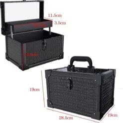 Make Up Koffer- Make Up Organizer- Beautycase -zwart -Make-upkoffer- Multifunctionele Koffer- Make-upkoffer- Sieradenkoffer- Kapperskoffer- Afneembare Schouderriem- Klassieke Zwarte Beautycase -Cosmeticawinkel 1200x1196 15