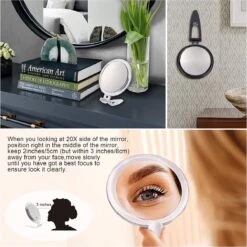 5 Inch, 20X Vergrootspiegel, Tweezijdige Spiegel, 20X/1X Vergroting, Opvouwbare Make-upspiegel Met Handheld/standaard, Gebruik Voor Make-up Toepassing, Pincet En Mee-eter/onzuiverheid Verwijdering -Cosmeticawinkel 1200x1198 36