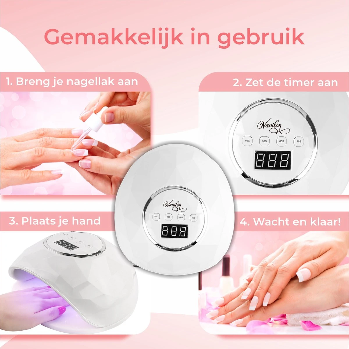 Vanilon UV Lamp Gelnagels - Gellak Nagel Droger - 86W LED - 2,5 Meter Snoer 7 Vanilon UV Lamp Gelnagels - Gellak Nagel Droger - 86W LED - 2,5 Meter Snoer - Afbeelding 5